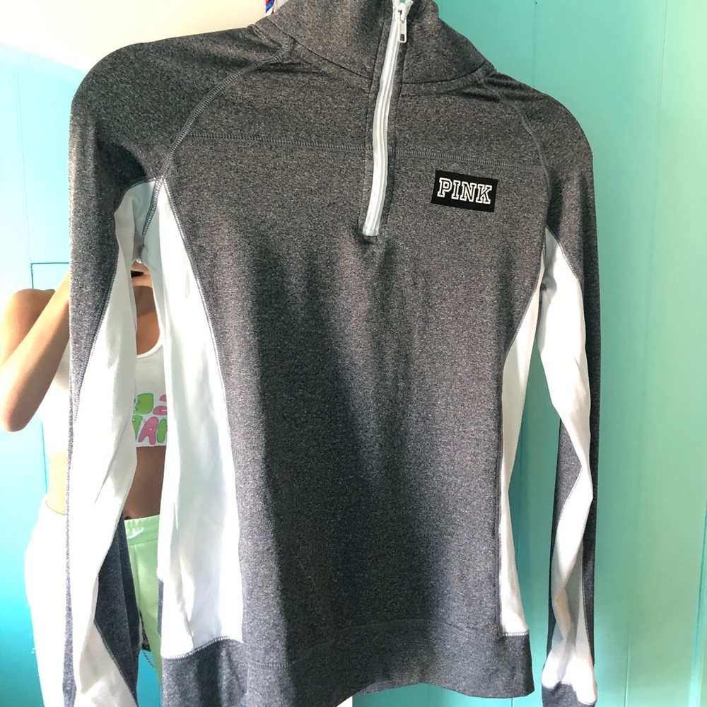 Grey & White VS PINK quarter zip
